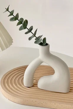 Abstract Twist Stone Ceramic Vase