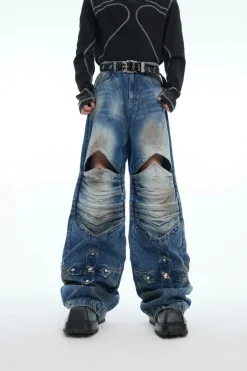 Armored Cross Cutout Denim