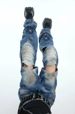 Armored Cross Cutout Denim