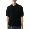 Asymmetric Cutout Knit Polo Shirt