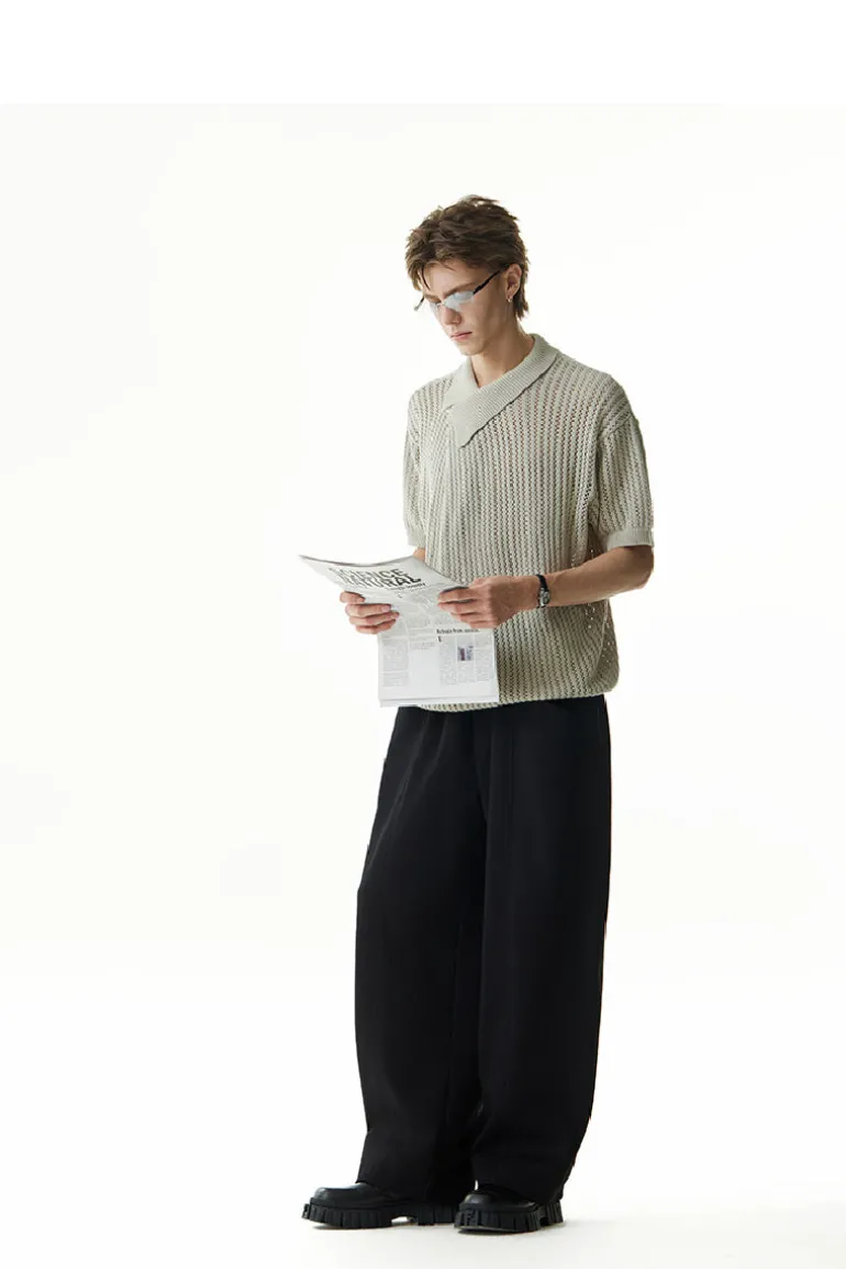 Asymmetric Cutout Knit Polo Shirt