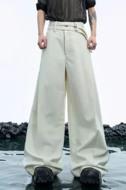 Asymmetric Metal Button Pants