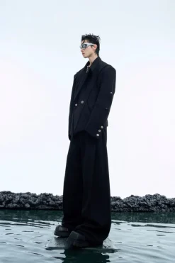 Asymmetric Metal Button Pants