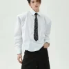 Asymmetric Placket Padded Shoulder Shirt