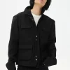 Asymmetric Washed Multi-Pocket Short Jacket