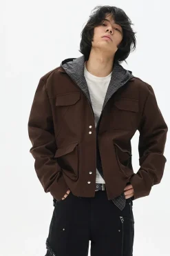 Asymmetric Washed Multi-Pocket Short Jacket