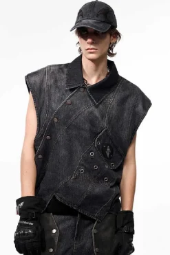 Asymmetrical Jellyfish Denim Vest