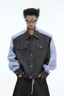 Asymmetrical Studded Oversized Jacket Shirt