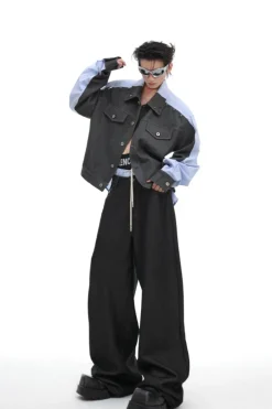 Asymmetrical Studded Oversized Jacket Shirt
