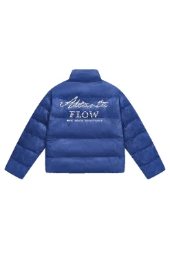 Basic Pearl Embroidered Suede Puffer Jacket
