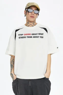 Basic Slogan Print Couple Tee