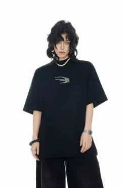 Beaded Pearl Logo Oversized Tee