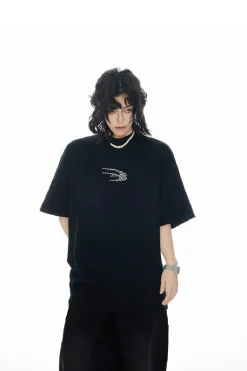 Beaded Pearl Logo Oversized Tee