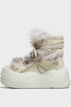 Beige Faux-Fur Snow Boots