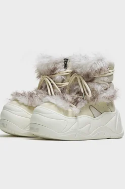 Beige Faux-Fur Snow Boots