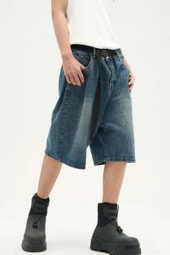 Belt Oversized Jeans Shorts