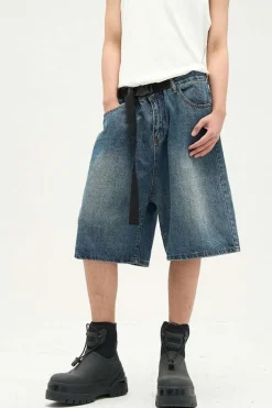 Belt Oversized Jeans Shorts