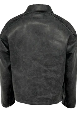 Black Mist Distressed Leather Jacket