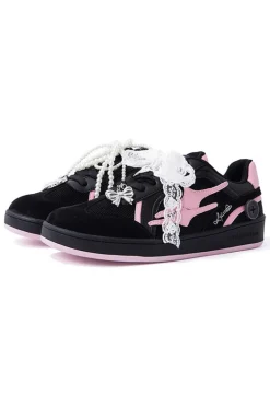 Black Pink Unisex Retro Low Top Trainers