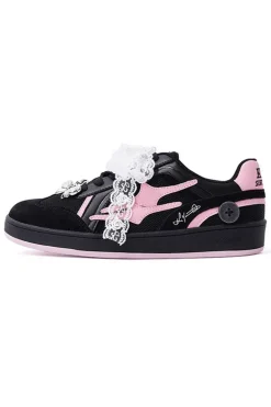 Black Pink Unisex Retro Low Top Trainers