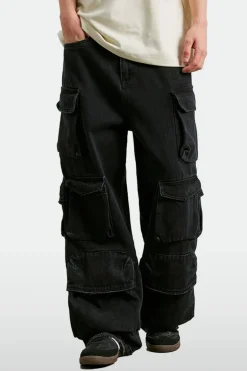 Black Washed Cargo Work Pants