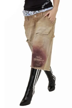 Bloodstain Distressed Canvas Shorts