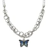 Blue Flame Butterfly Necklace