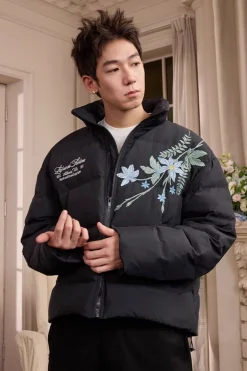 Blue Floral Embroidery Graphene Jacket