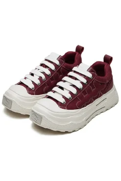 Bordeaux Retro Canvas Low-Top Sneakers