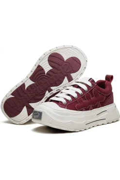 Bordeaux Retro Canvas Low-Top Sneakers