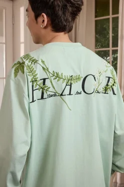 Botanical Embroidery Long Sleeve Tee