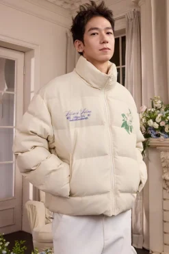 Botanical Print Graphene Puffer Jacket