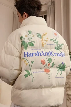 Botanical Print Graphene Puffer Jacket