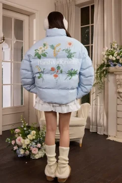 Botanical Print Graphene Puffer Jacket