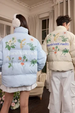 Botanical Print Graphene Puffer Jacket
