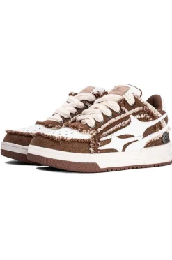 Brown Distressed Sneakers