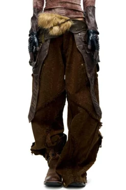 Brown Laser Burnt Jeans