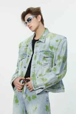 Brushstroke Distressed Denim Jacket