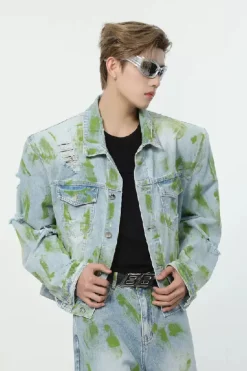 Brushstroke Distressed Denim Jacket