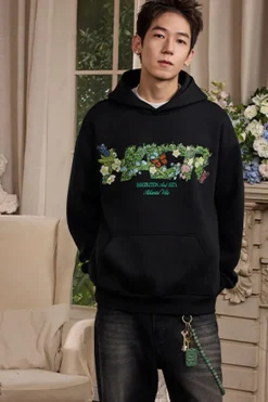 Butterfly Logo Loose Fleece Hoodie