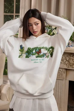 Butterfly Logo Loose Fleece Hoodie
