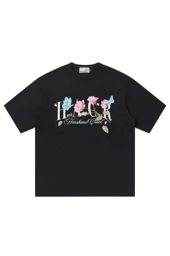 Butterfly Rose Embroidered Logo Tee