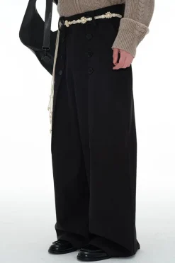 Buttoned Wool Trousers