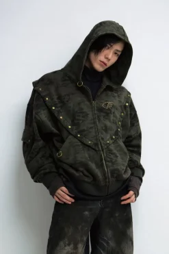 Camo Bronze Button Hoodie