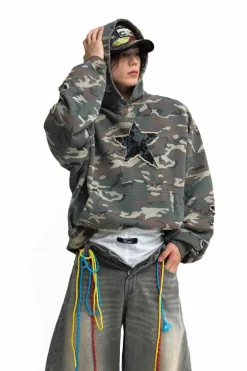 Camo Embroidered Vintage Hoodie