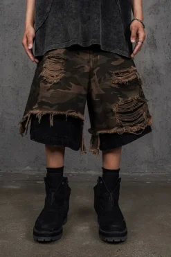 Camo Patchwork Cargo Shorts