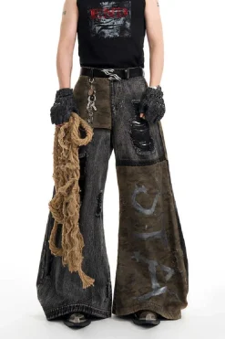 Camo Patchwork Flared Jeans