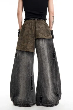 Camo Patchwork Flared Jeans