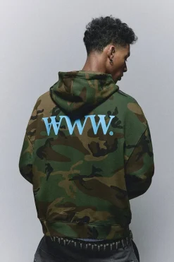 Camo Print Zip Hoodie
