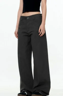 Cement Gray Straight Cargo Pants